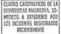 Noticia en ABC del 27 de febrero de 1965 donde se informa del expediente a los catedráticos de la Universidad de Madrid