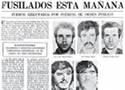 Noticia en prensa de los últimos fusilamientos del franquismo