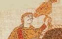 Harold II, rey de Inglaterra, según el tapiz de Bayeux (Centre Guillaume le Conquérant, Bayeux, Francia)