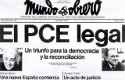 Portada de periódico sobre la legalización del Partido Comunista en España