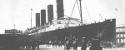 El RMS Lusitania en los muelles de la compañía naviera británica Cunard Line