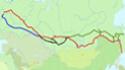 Mapa de la línea (la del Transiberiano en rojo, la principal de Baikal Amur en verde)