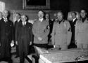 De izquierda a derecha, Arthur Neville Chamberlain, Édouard Daladier, Adolf Hitler, Benito Mussolini y el ministro de Asuntos Exteriores de Italia, Galeazzo Ciano, antes de la firma de los Acuerdos de Múnich