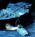 El robot submarino Jason Jr. explora los restos del Titanic en julio de 1986